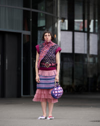 Felted scarf blue/rose long-TATi-APOC STORE