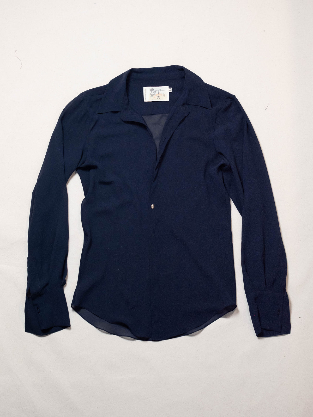 Bias Shirt in Navy Silk-Pedro Trindade-APOC STORE