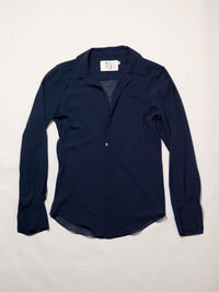 Bias Shirt in Navy Silk-Pedro Trindade-APOC STORE