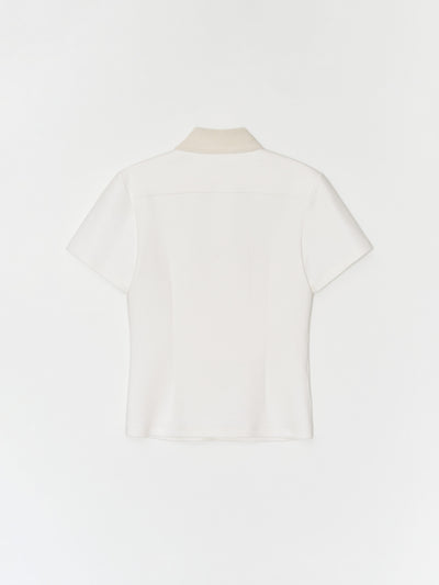 Button work Polo shirt 001 _ White-Taekh-APOC STORE