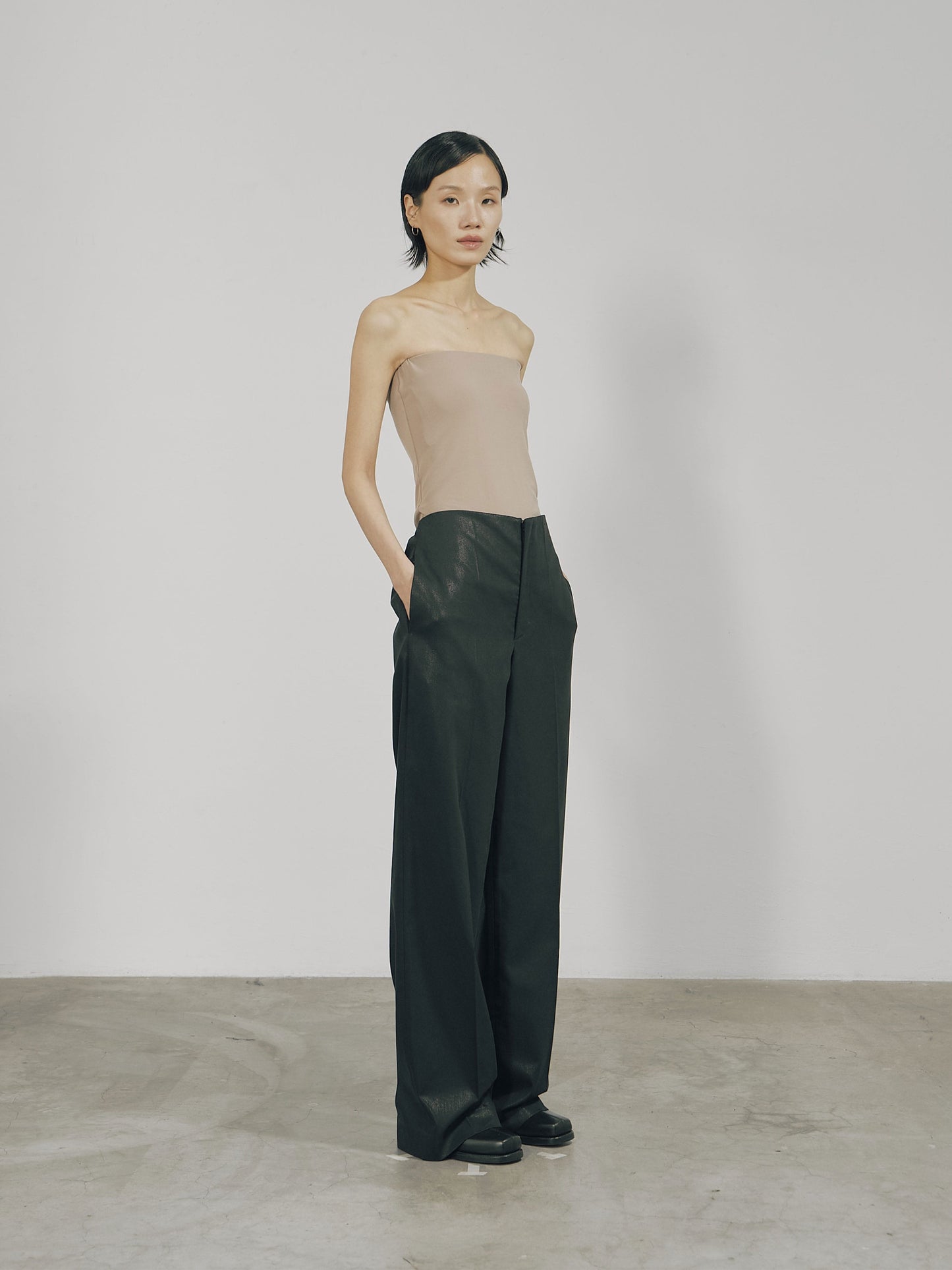 Black Low Rise Straight Denim Trousers-arc us arkus-APOC STORE