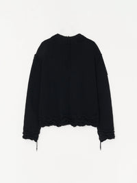 Hand Distressed Collar Cashmere Knit 002 - Black-Taekh-APOC STORE