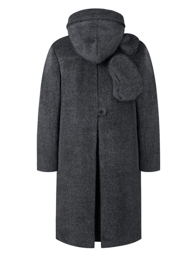 Architectural Hood Alpaca Coat (Graphite Grey)-MINKIMHO-APOC STORE