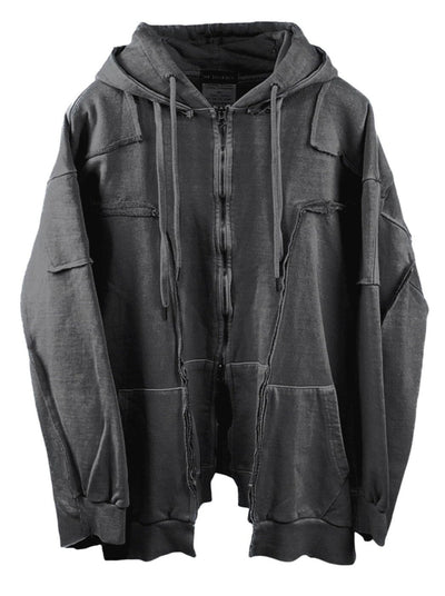 Remake over pigment hood jacket charcoal-Surgery-APOC STORE