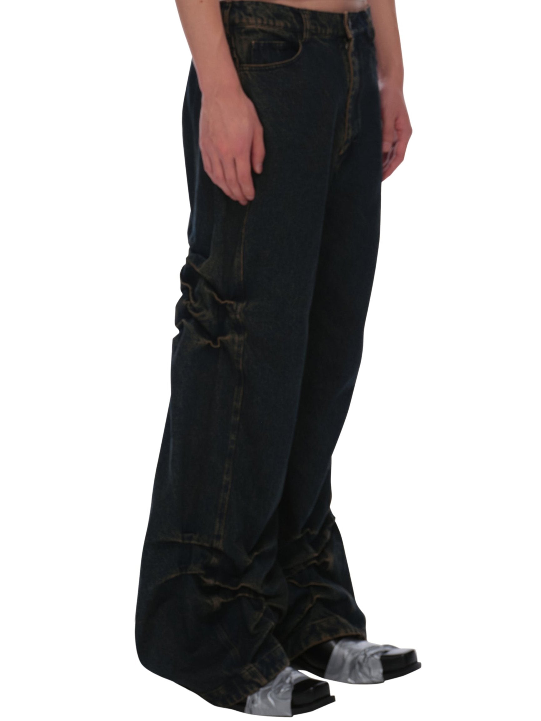 Washed Crease Jeans-XIMONLEE-APOC STORE