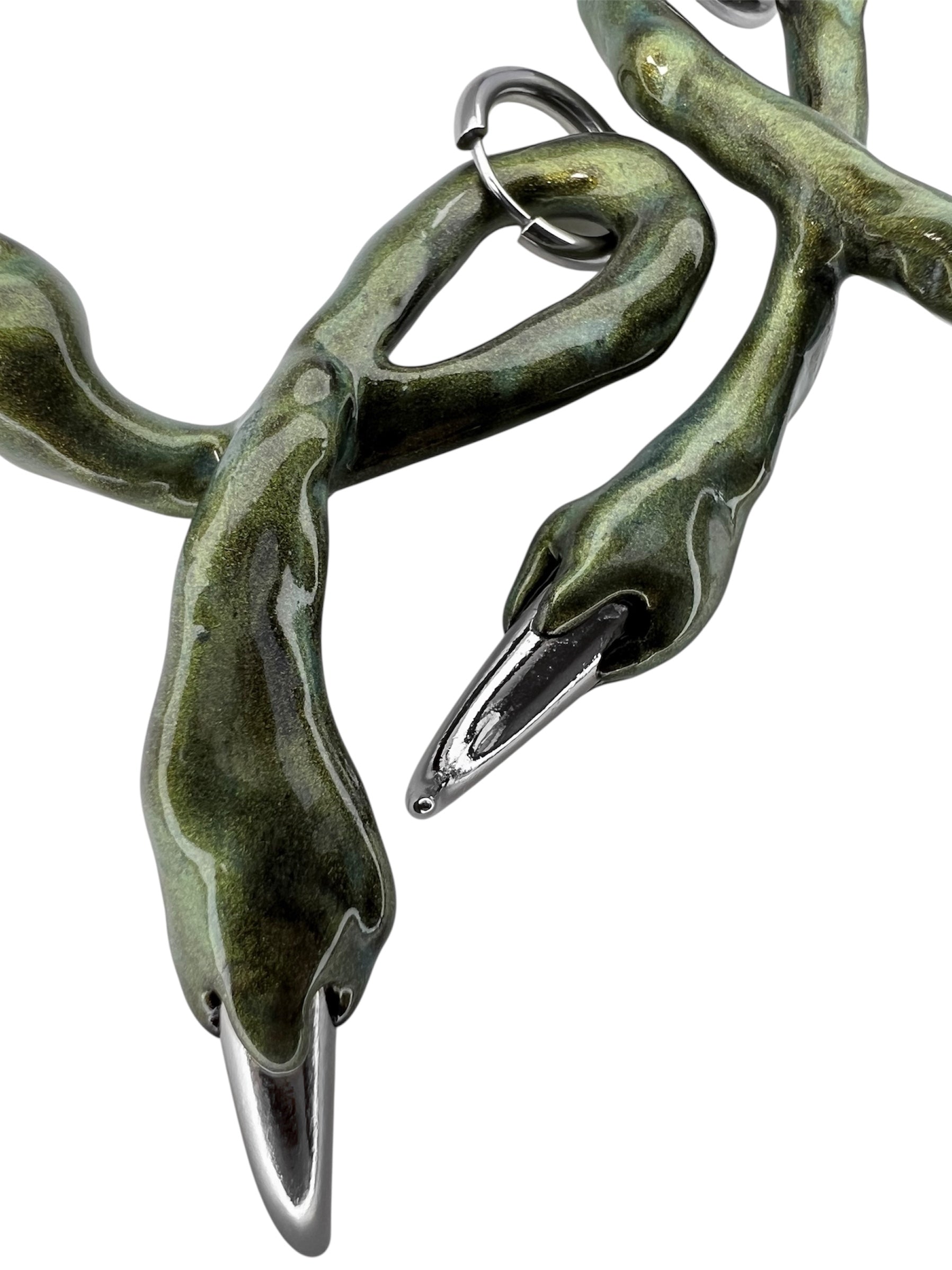 Green earrings with spikes-CASPER DIY-APOC STORE