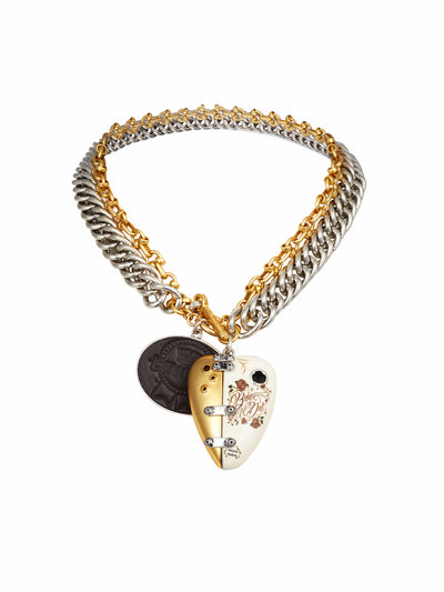 Vintage Motorcycle Heart Layered Necklace-TRINITE Studio-APOC STORE