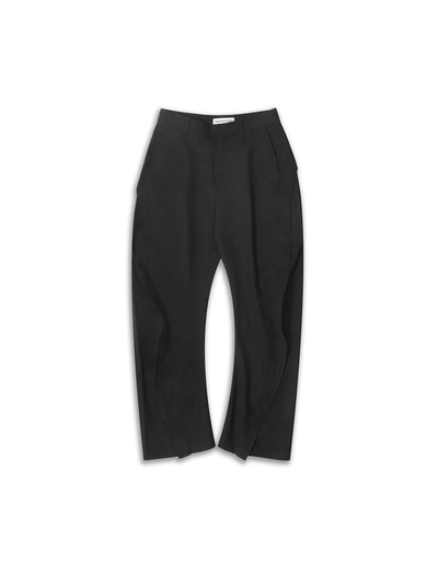 Black Utility Panel Curved Trousers-TRINITE Studio-APOC STORE