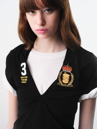 Black Knotted Deconstructed Polo Top-TRINITE Studio-APOC STORE