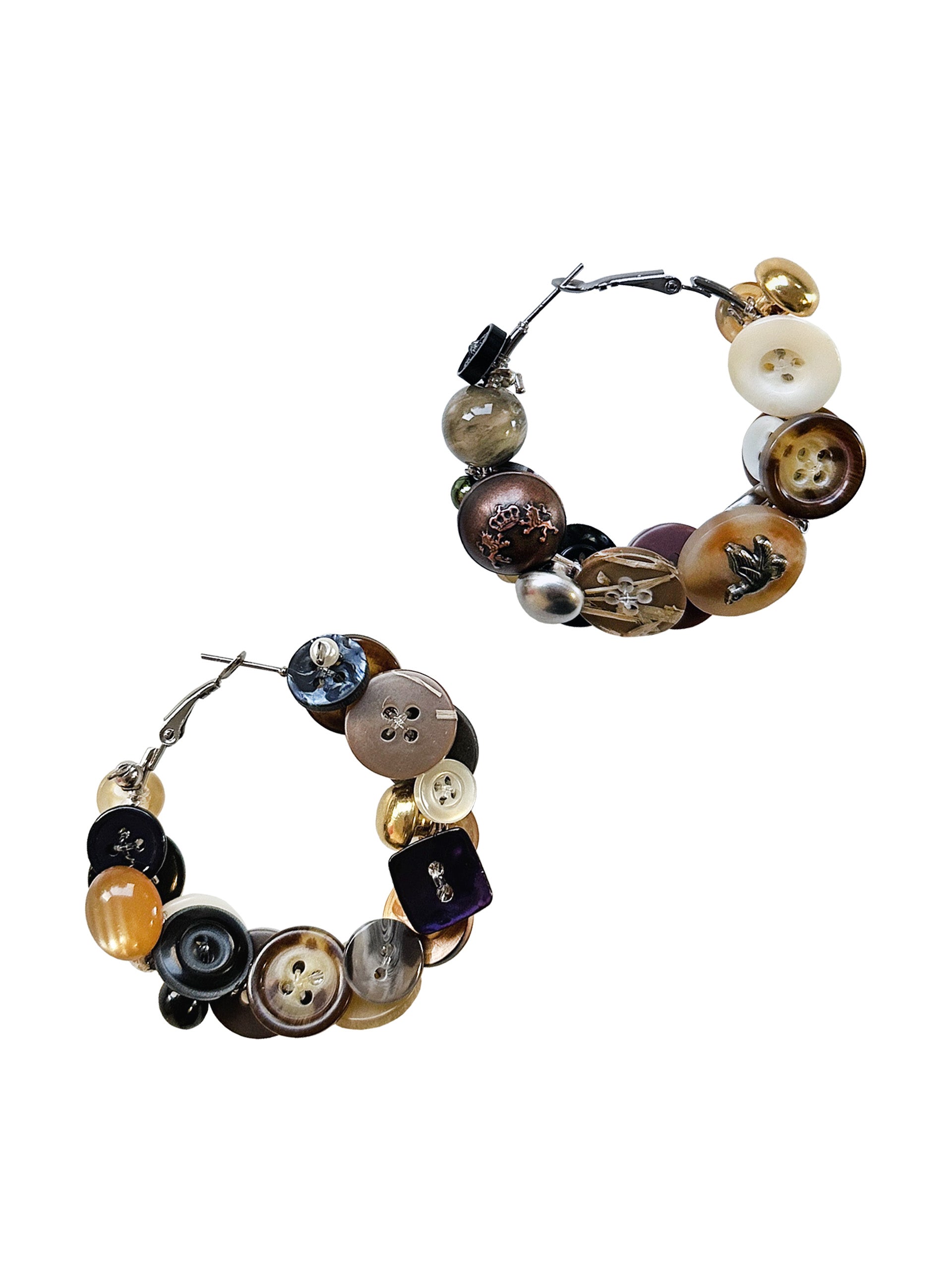 Brown button earrings-Alisa Cayoo-APOC STORE