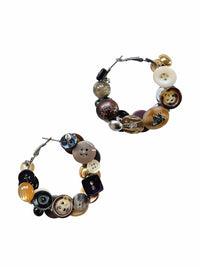 Brown button earrings-Alisa Cayoo-APOC STORE