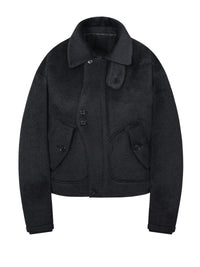 Contour Alpaca Jacket (Midnight Black)-MINKIMHO-APOC STORE