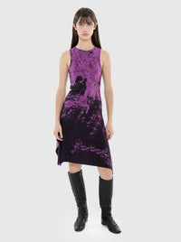 Printed Jersey Dress Black and Violet-Nensi Avetisian-APOC STORE