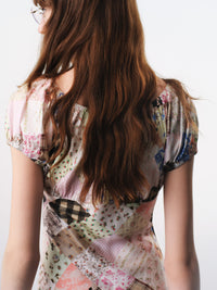 Silk Blend Antique Patchwork Print Dress-TRINITE Studio-APOC STORE