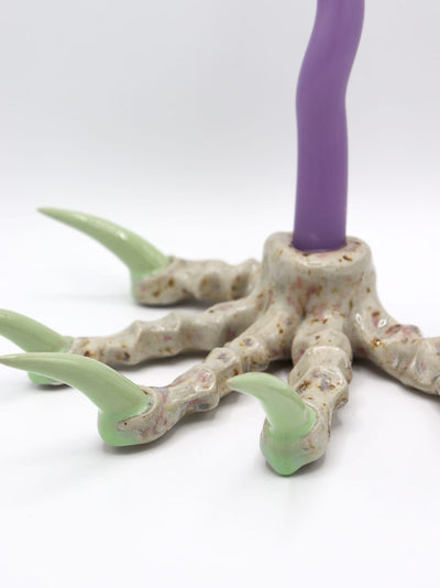 Speckled Cream Paw Candlestick-Naomi Gilon-APOC STORE