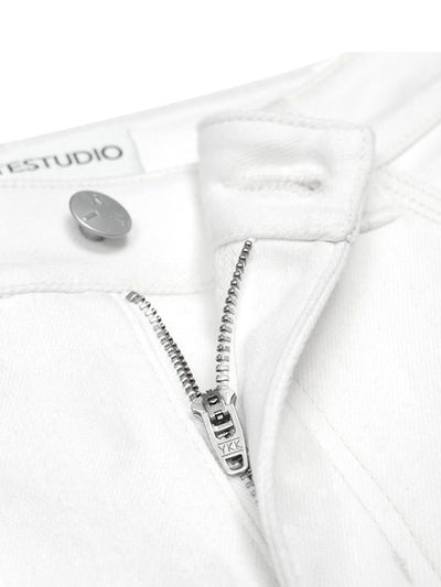 White Stretch Slit Denim-TRINITE Studio-APOC STORE