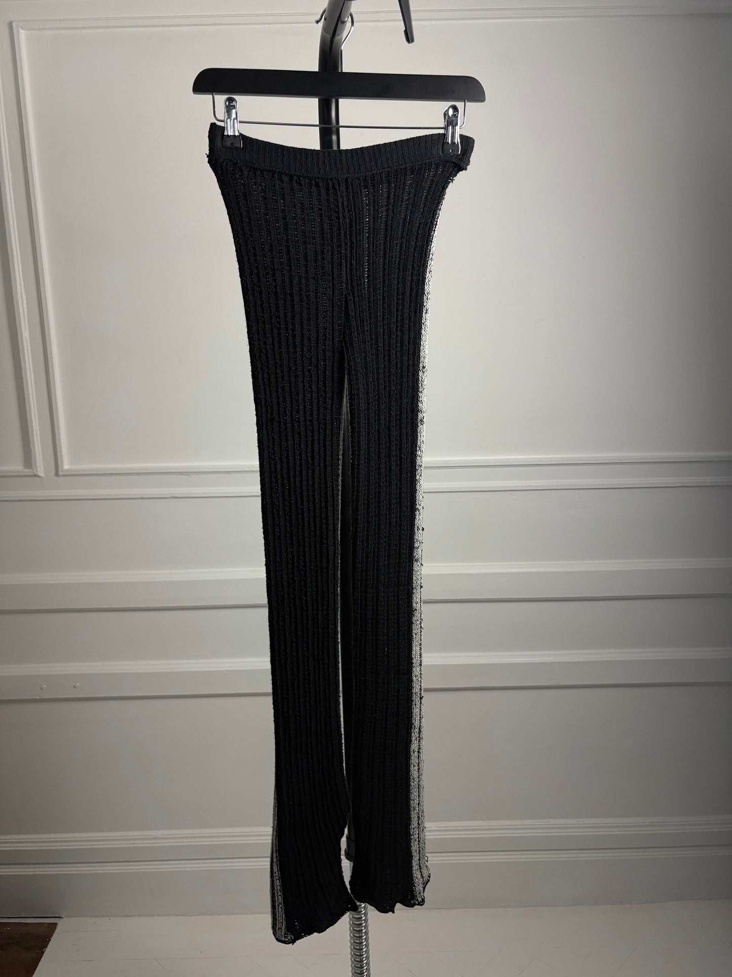 Two tone ribbed knit trousers-SANIA PARVEZ-APOC STORE