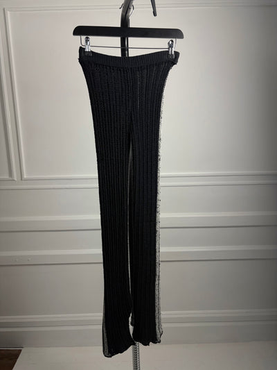 Two tone ribbed knit trousers-SANIA PARVEZ-APOC STORE