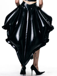 Black V-Waisted Inflatable Midi Skirt | Shell Skirt-harri-APOC STORE