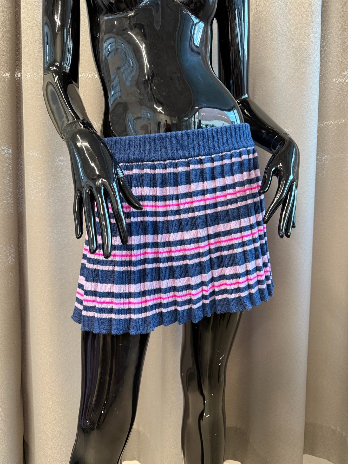 Stripey pleated skirt-TATi-APOC STORE