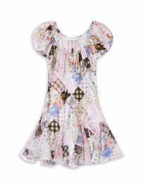 Silk Blend Antique Patchwork Print Dress-TRINITE Studio-APOC STORE