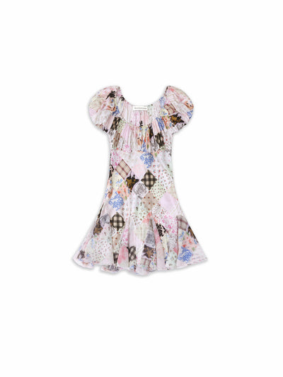 Silk Blend Antique Patchwork Print Dress-TRINITE Studio-APOC STORE