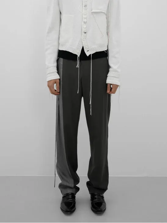 Tapered wool silk pants - Brown-Taekh-APOC STORE