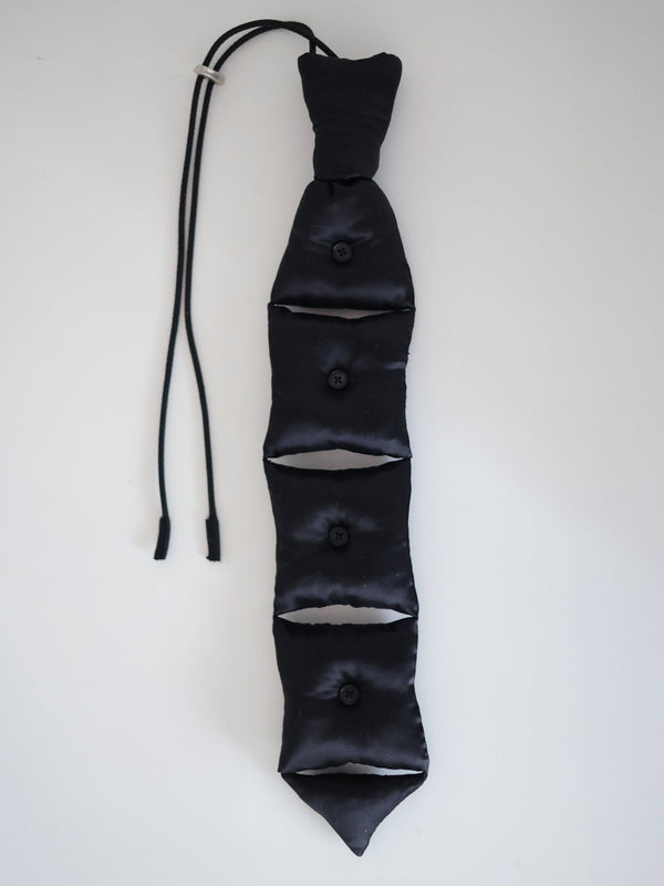 Silk Pillow Necktie Necklace - Black-Julye Han-APOC STORE