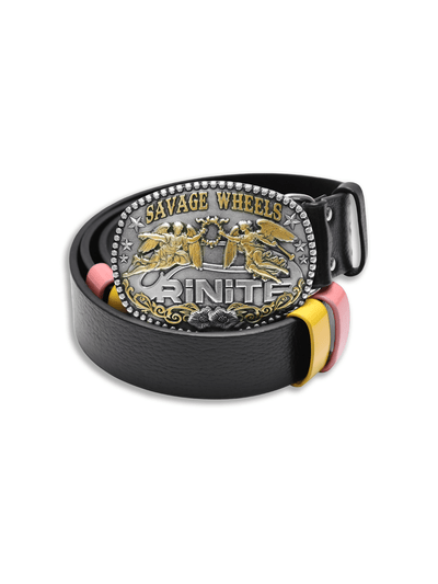 Vintage Distressed Embossed Metal Shield Leather Belt-TRINITE Studio-APOC STORE