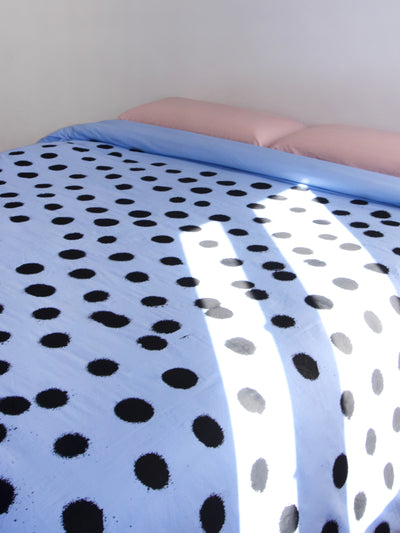 Sky Blue / Black Polka Duvet Cover-Pattern Chineso-APOC STORE
