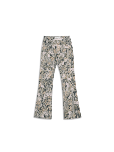 Jungle Camo Streamline Panel Flared Jeans-TRINITE Studio-APOC STORE