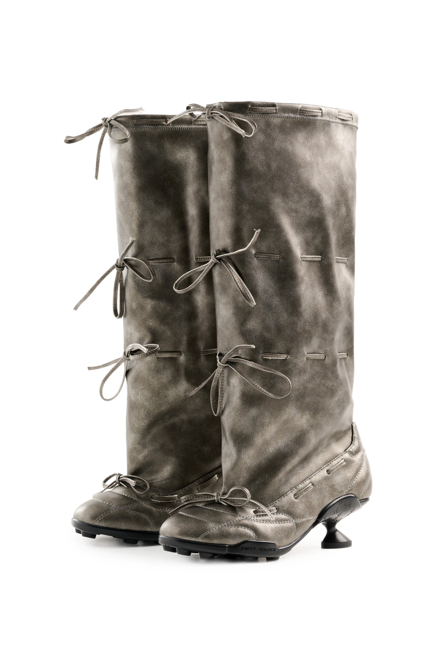 Strapped Ballet Boots Silver and Black-EMPTY BEHAVIOR-APOC STORE