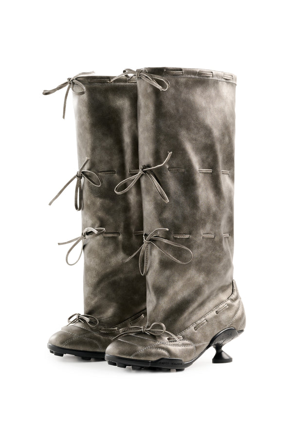 Strapped Ballet Boots Silver and Black-EMPTY BEHAVIOR-APOC STORE