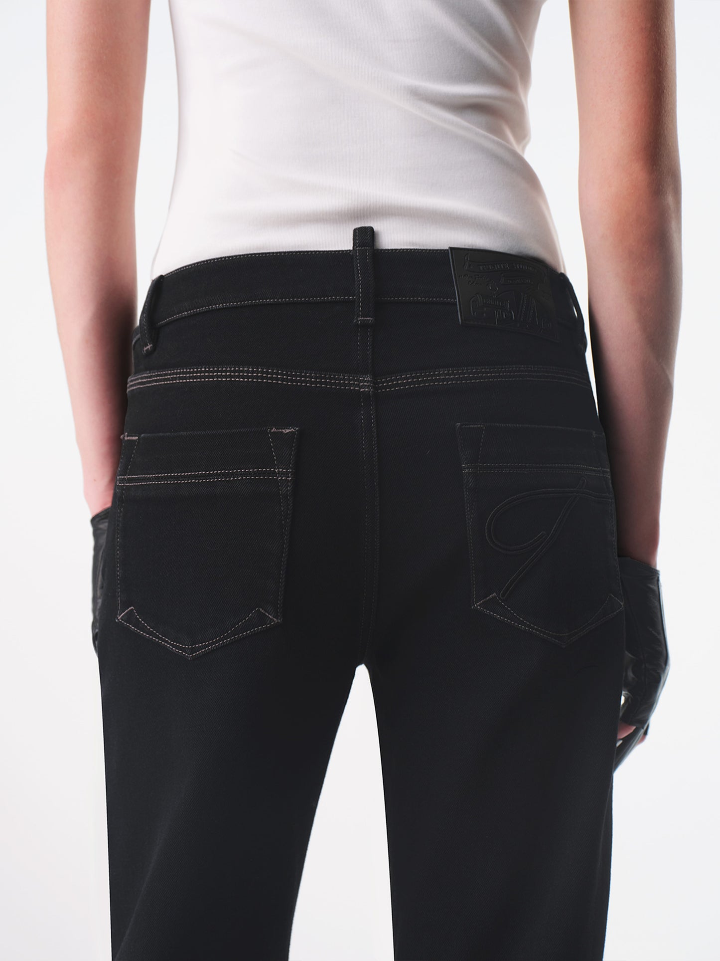 TRI-RIB Black Distressed Stretch Jeans-TRINITE Studio-APOC STORE