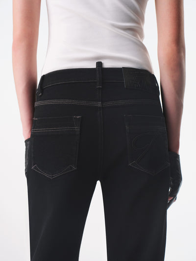 TRI-RIB Black Distressed Stretch Jeans-TRINITE Studio-APOC STORE