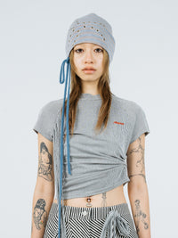 Eyelet stripe beanie lilac-Nibgnus-APOC STORE