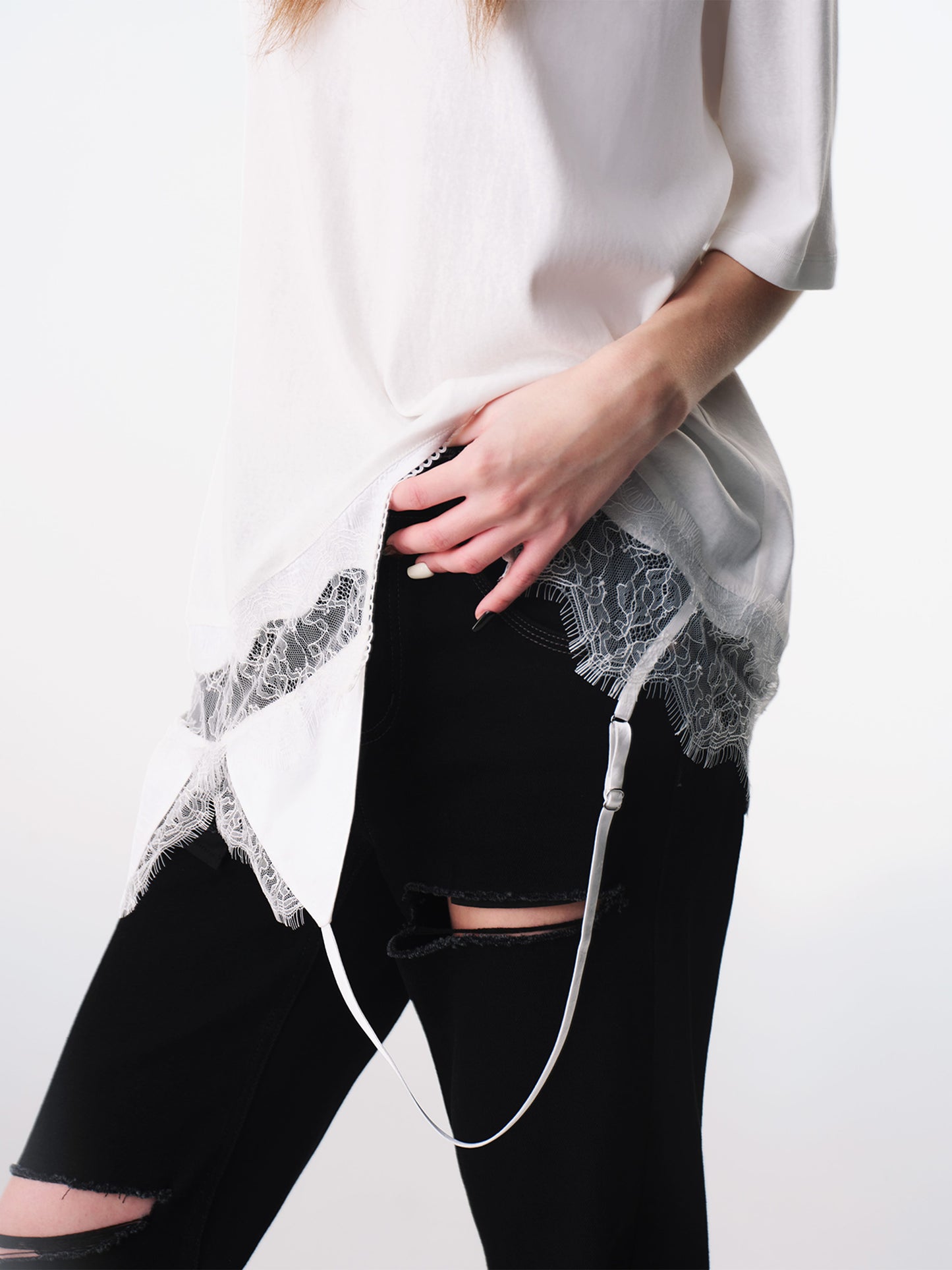 White Deconstructed Slip Top-TRINITE Studio-APOC STORE