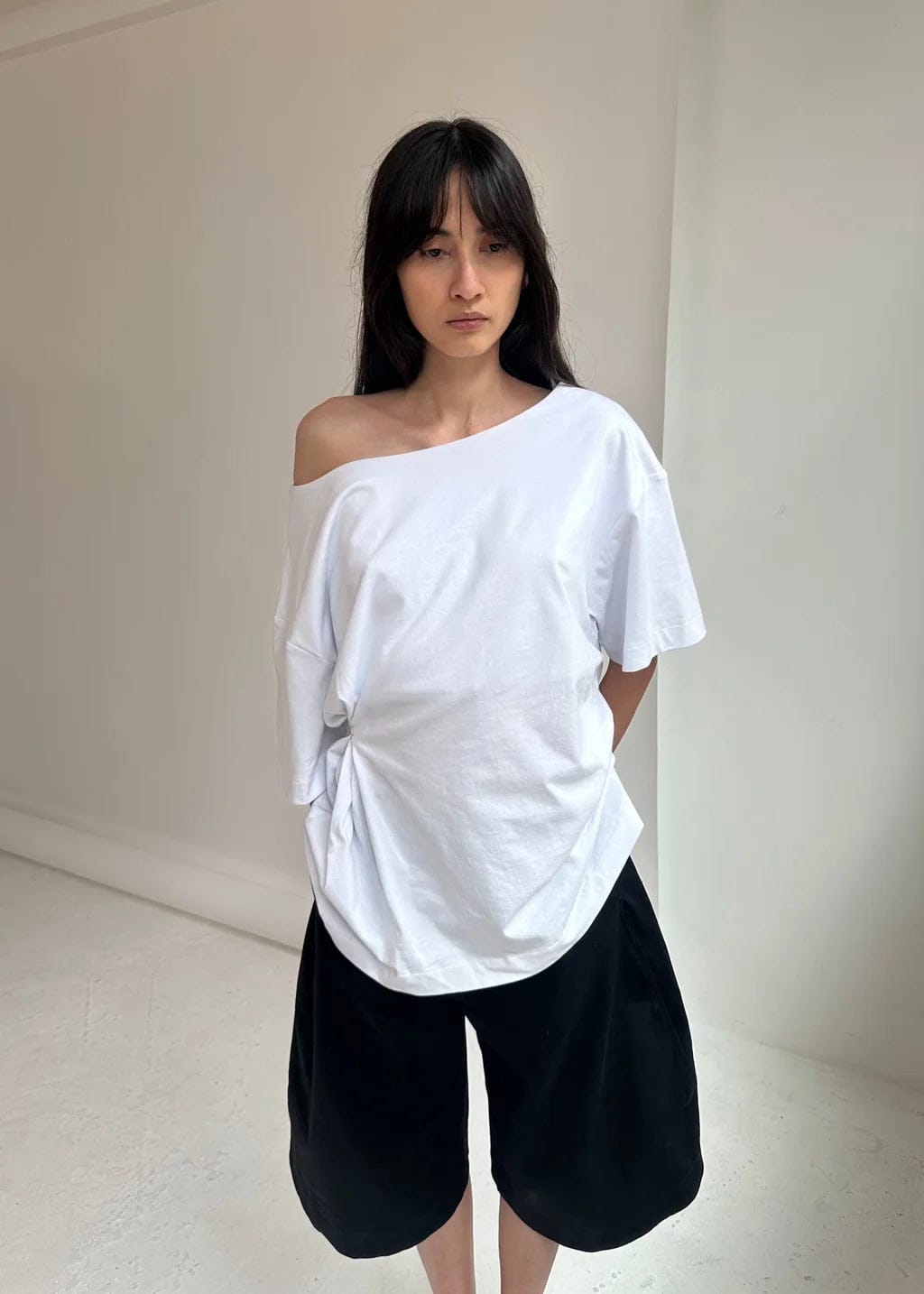 Gather Tee in White-PAIDEN-APOC STORE