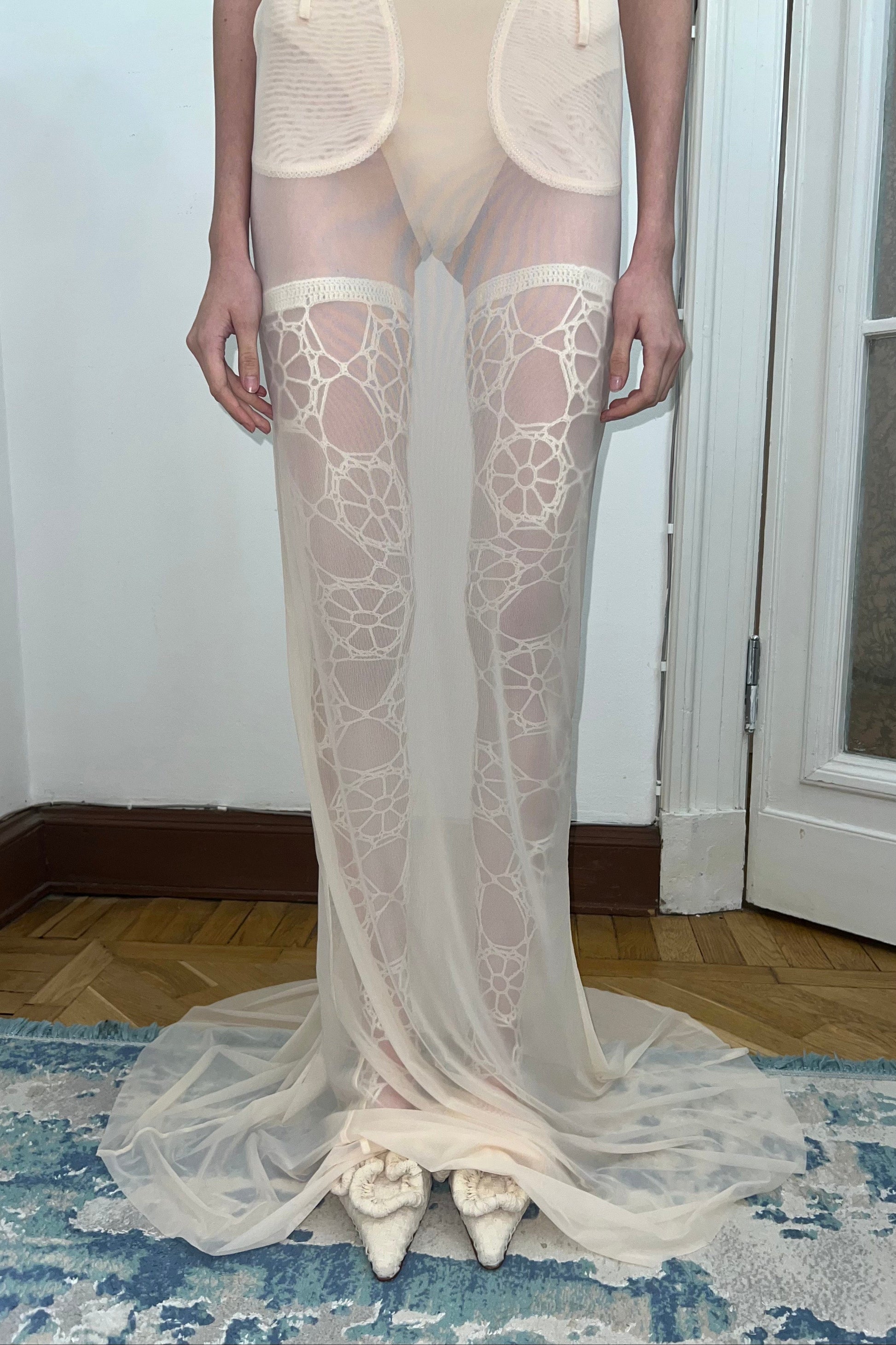 Mesh Dress with ruffle details-Nastyamasha-APOC STORE