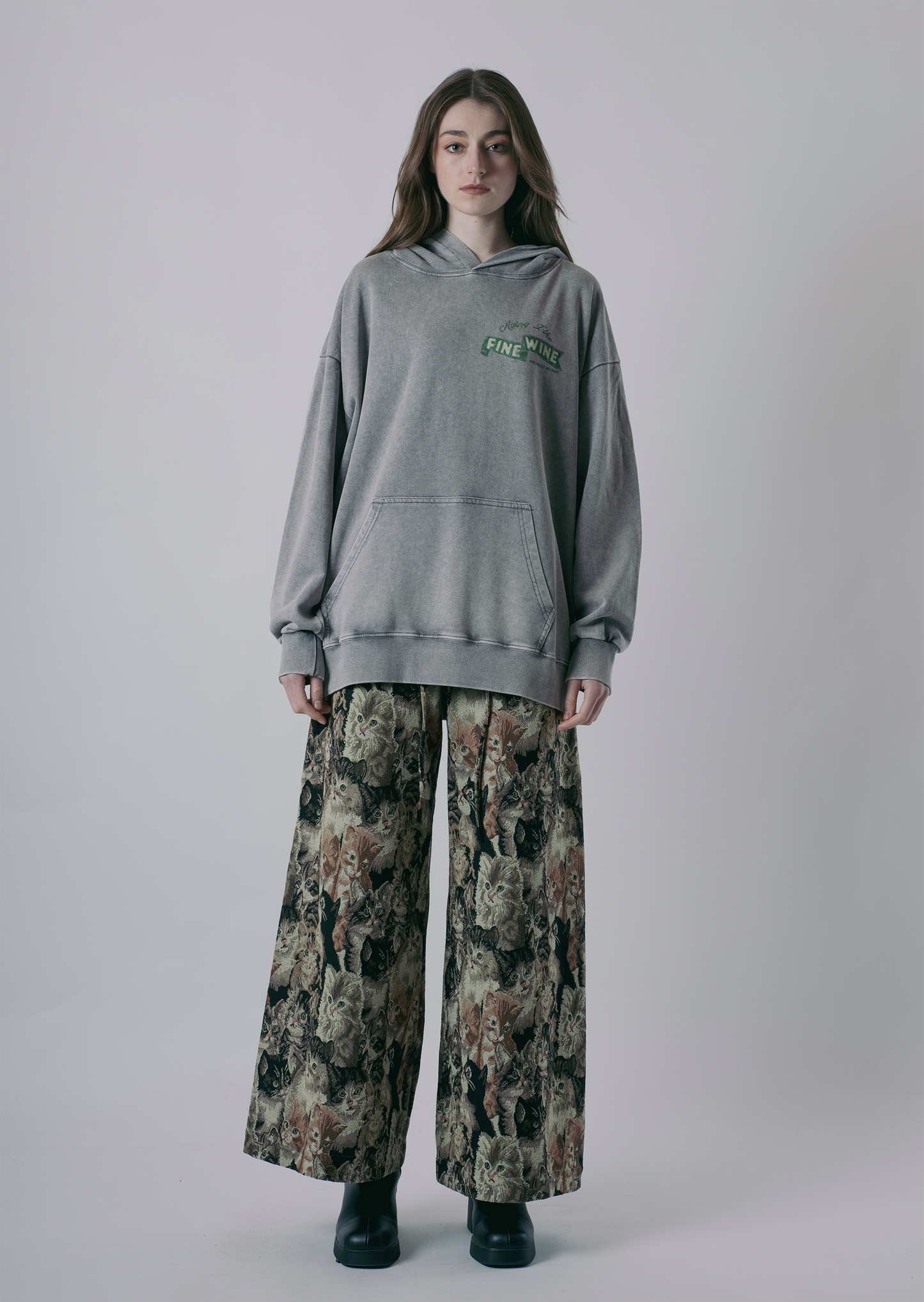 "VINTAGE CATS" DECONSTRUCTED BAGGY JOGGERS-KAWAkEY-APOC STORE