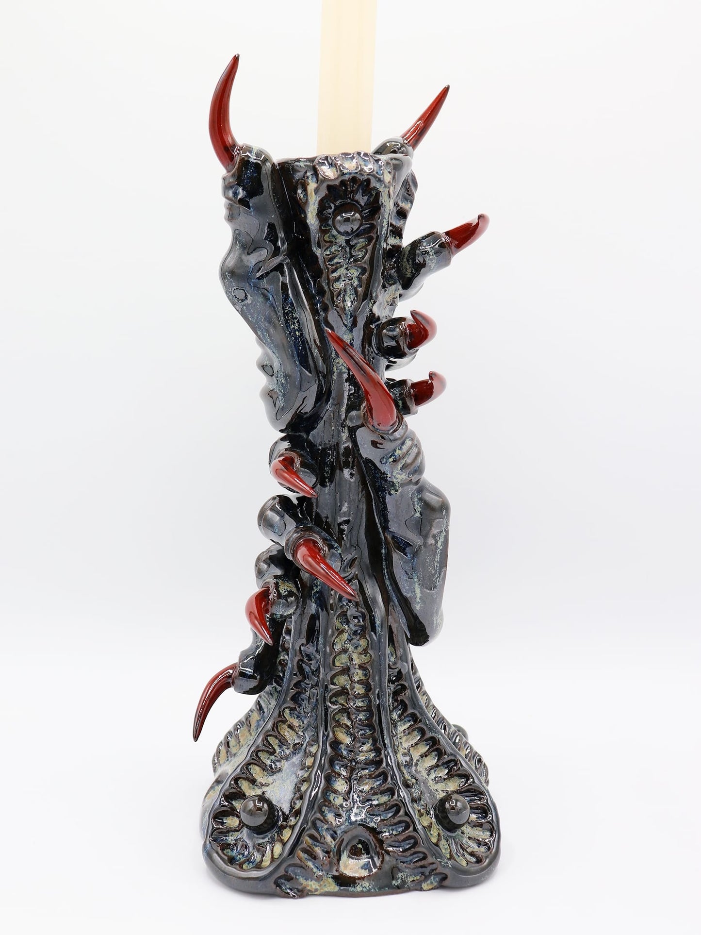 Dark Blue Speckled Double-Hand Candlestick-Naomi Gilon-APOC STORE