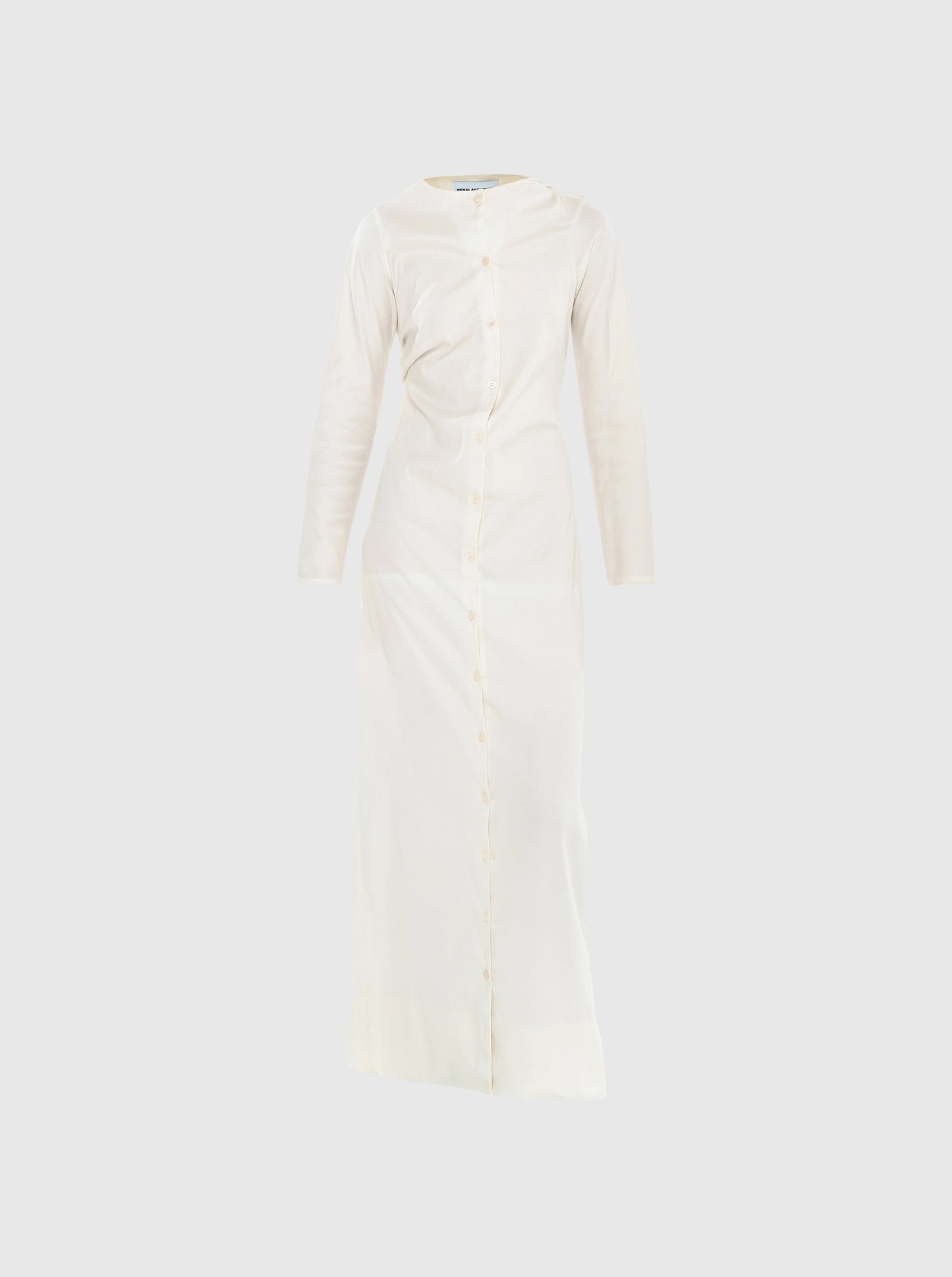 Long sleeve draped button-up shirt-dress-Nensi Avetisian-APOC STORE