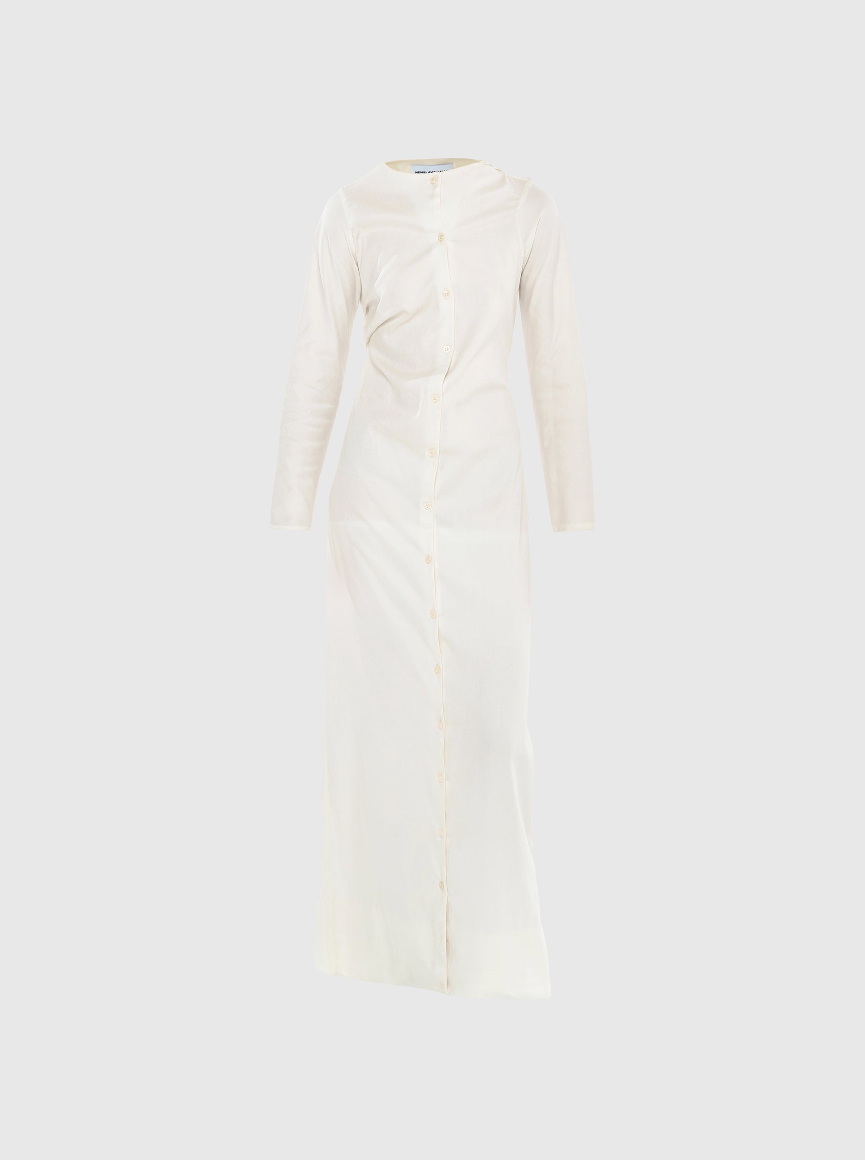 Long sleeve draped button-up shirt-dress-Nensi Avetisian-APOC STORE