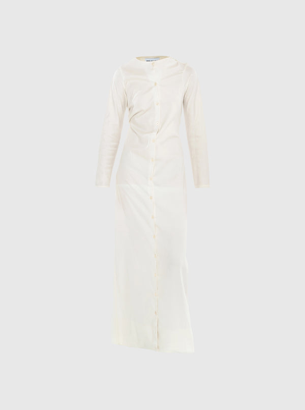 Long sleeve draped button-up shirt-dress-Nensi Avetisian-APOC STORE