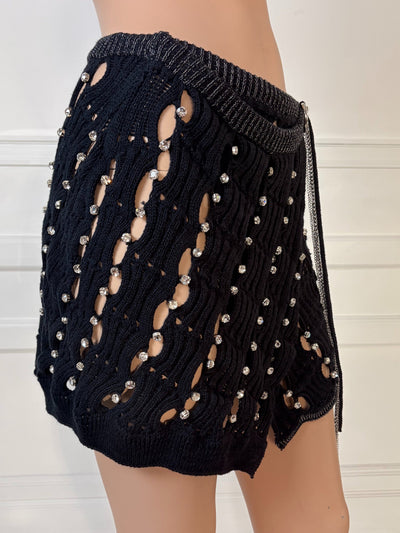 Black Ladder Knit Skirt - Size S-Sania Parvez-APOC STORE