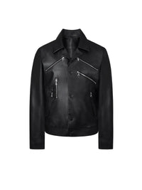 Contour Zip Leather Jacket-MINKIMHO-APOC STORE
