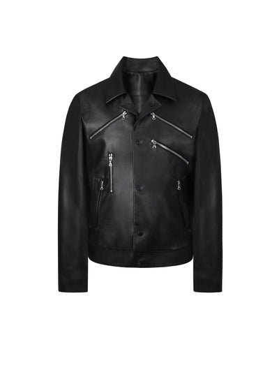 Contour Zip Leather Jacket-MINKIMHO-APOC STORE