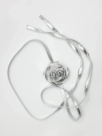 ROSE CORSAGE STRAP - SILVER-SAENGIN STUDIOS-APOC STORE