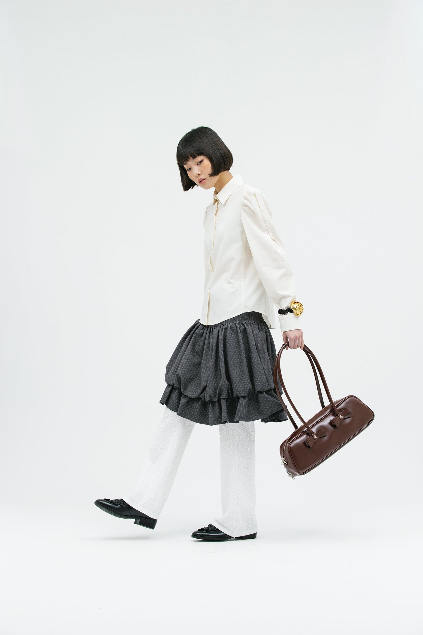 RIBBON BAGUETTE BAG BURGUNDY-SAENGIN STUDIOS-APOC STORE