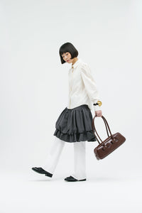 RIBBON BAGUETTE BAG BURGUNDY-SAENGIN STUDIOS-APOC STORE